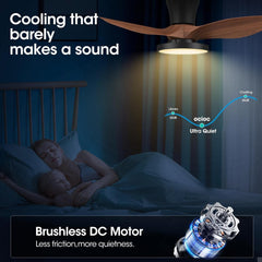 Quiet Ceiling Fan with LED Light DC Motor 32 Inch Large Air Volume