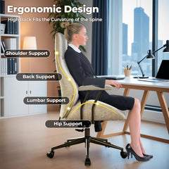 Ergonomic Home Office Chair, Mid-Century Modern Leather Chair with