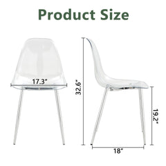 Transparent and Stylish Ergonomic Dining Chair with Silver Metal Legs