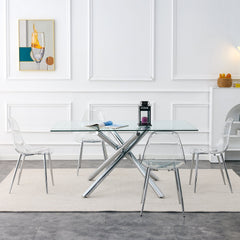 Modern minimalist transparent dining chair, plastic chair, armless