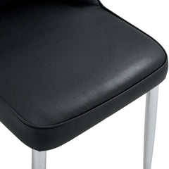 Modern Dining Chairs Set of 4 with PU Leather Backrest and Silver