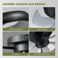 Ceiling Fans with Lights, Flush Mount Ceiling Fan with Alexa/Google
