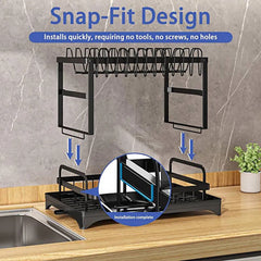 Dish Rack, 2 Tier Utensil Holder, Rustproof Dish Drying Rack With