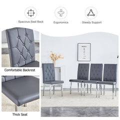 4 piece set of gray armless dining chairs brings a touch of elegance
