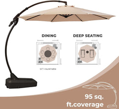 11FT Cantilever Umbrella with Base Outdoor Large round Aluminum Offset