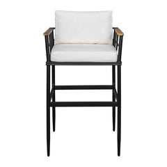 Iron Outdoor Dining Set with Acacia Wood Armrest Suitable For Patio,