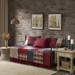Woolrich Daybed Cover Set - Cabin Lifestyle, Patchwork With Moose Design All Season, Lightweight And Breathable Cozy Bedding