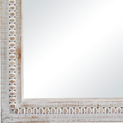 Handcrafted Wooden Beaded Wall Mirror, 28 X 1 X 48, Elegant White