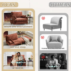 Mid-Century Modern Foldable Sofa Bed Recliner, 3-in-1 Convertible