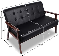 Mid Century 1 Loveseat Sofa and 2 Accent Chairs Set Modern Wood Arm