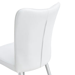 Modern Minimalist Dining Chairs Set with White PU Seats and Silver
