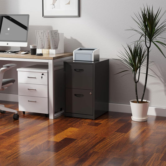 2 Drawer Filing Cabinet with Lock, Black Metal File Cabinets for Home
