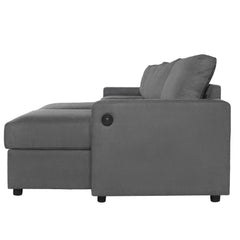 Modern Convertible Sectional Sofa with Storage Chaise Lounges and USB