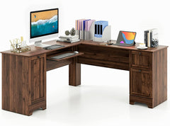 L-Shaped Desk with Storage & Keyboard Tray
