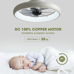 Ceiling Fans with Lights and Remote, 20'' Low Profile Flush Mount