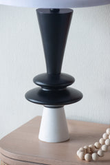D15x26.7' Black Aluminum Table Lamp with Two Varying Disc Accents and