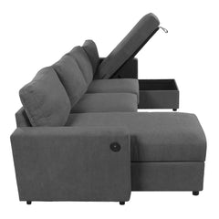 Modern Convertible Sectional Sofa with Storage Chaise Lounges and USB