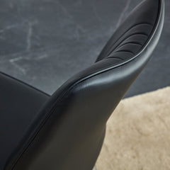 Medieval Modern Black Dining Chairs with Cushions and Golden Metal