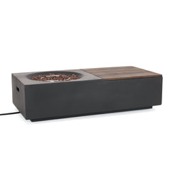 Outdoor 50,000 BTU Lightweight Concrete Rectangular Fire Pit Table