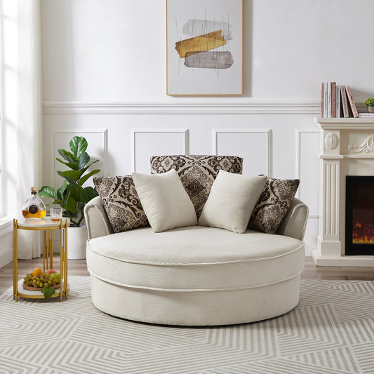 Swivel Accent Barrel Chair with 5 Movable Pillow 360 Degree Swivel