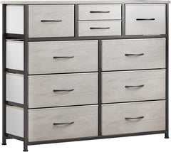 Grey 4 Drawer Chest of Drawers with Wood Top and Nightstand