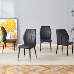 4 modern dining chairs with stylish PU patterned backrest and black