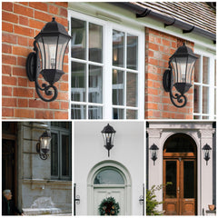 1-Pack Outdoor Wall Lantern with Dusk to Dawn Sensor, Black