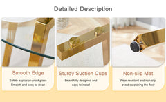 Modern Luxurious Round Tempered Glass Dining Table with Gold 7-Shaped