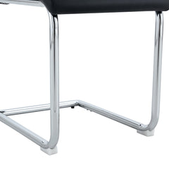 Modern Black PU High Back Dining Chair Set with Sturdy Legs for