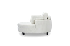 51-inch beige corduroy sofa with two throw pillows and a waist pillow