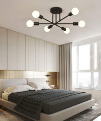 Modern Sputnik Chandelier, 6-Light Ceiling Light, 6 LED Light Bulbs