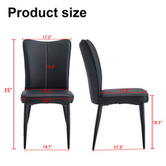 Modern Minimalist Dining Chairs Set of Four with Black PU Leather and