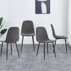 Modern Mid-Century Style Dining Chairs Set of 4 with Soft Linen Fabric