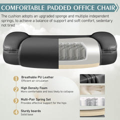 Leather Office Chair, PU Home Computer Desk Chairs with Ergonomic Back