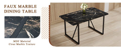 Table and chair set.Modern Black Marble Pattern MDF Dining Table Set -