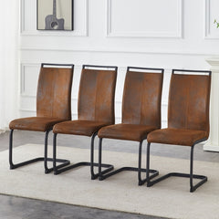 Retro - style Suede - like Tech Fabric Dining Chairs, Sturdy Metal