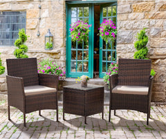 Patio Furniture Set 3 Pieces All-Weather Rattan Outdoor Furniture
