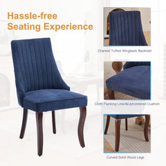 Linen Dining Chairs Set of 4,Comfy Fabric Upholstered Accent Chairs