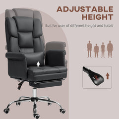 Executive Office Chair with Footrest and Lumbar Support, PU Leather