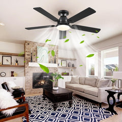 Ceiling Fans with Lights- 52" Low Profile Indoor Ceiling Fan with
