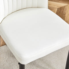 4 Dining Chair Set, White Dining Chair Set, PU Material High Back Seat