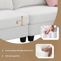 92*63"Modern Teddy Velvet Sectional Sofa,Charging Ports on Each