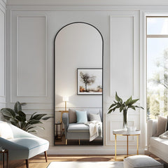 Black 63x20 inch metal arch stand full length mirror