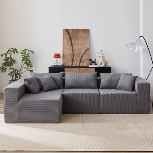 104-Inch Corduroy Modular L Shaped Sectional Sofa,Luxury Floor Couch