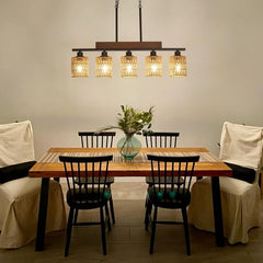 Rattan Farmhouse Chandeliers for Dining Room, Boho Kitchen Island
