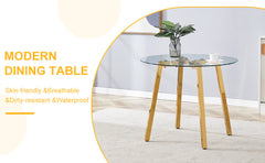 Modern Luxurious Round Tempered Glass Dining Table with Gold 7-Shaped