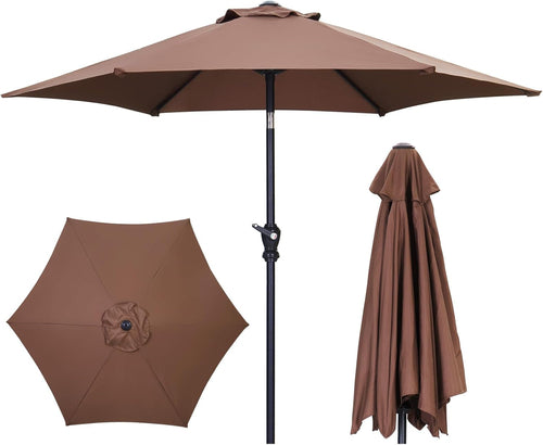 7.5ft Aluminum Patio Umbrella: Tilt Crank for Outdoor