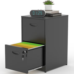 2 Drawer Filing Cabinet with Lock, Black Metal File Cabinets for Home