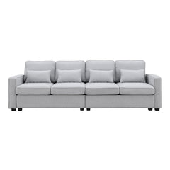104" 4-Seater Modern Linen Fabric Sofa with Armrest Pockets and 4