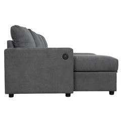 Modern Convertible Sectional Sofa with Storage Chaise Lounges and USB